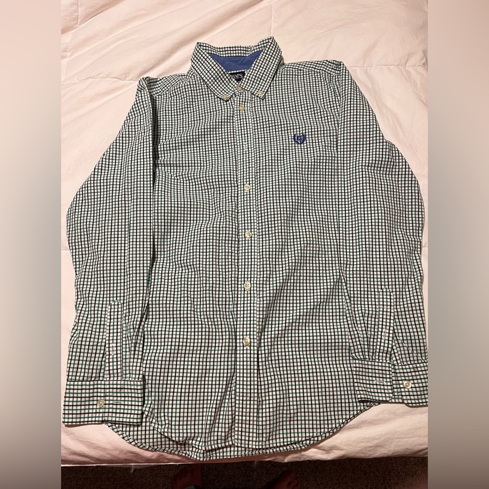 Chaps Green and Blue Plaid Button Down Shirt